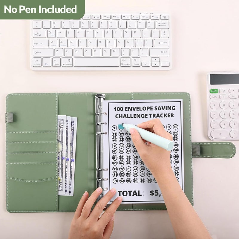 Skydue 100 Envelopes Money Savin Challenge Binder, A5 Money Saving Budget Binder with Cash Envelopes - Savings Challenges Book to Save $5,050 - Image 3
